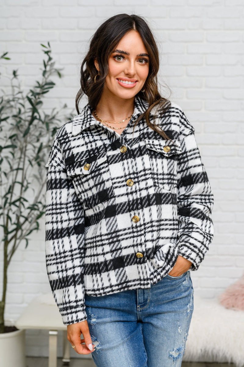 Hazel Blues® |  Kate Plaid Jacket in Black & White