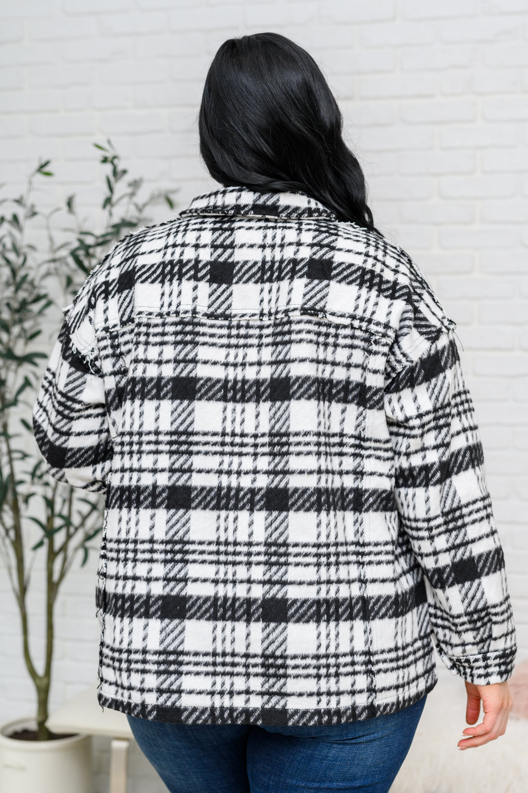 Hazel Blues® |  Kate Plaid Jacket in Black & White