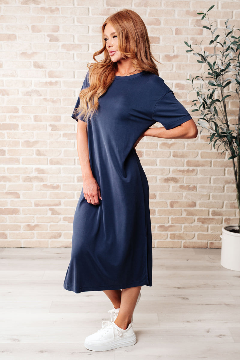 Hazel Blues® |  Keeping It Chill Drop Shoulder Maxi Dress in Dark Night