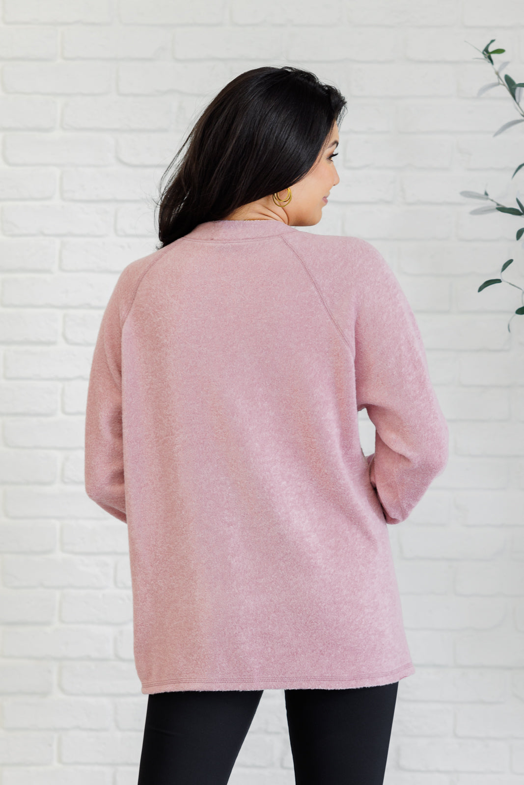 Hazel Blues® |  Keeping it Real Brushed Melange Hacci Long Sleeve Tee in Light Rose