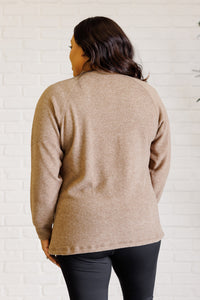 Hazel Blues® |  Keeping it Real Brushed Melange Hacci Long Sleeve Tee in Mocha