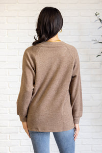 Hazel Blues® |  Keeping it Real Brushed Melange Hacci Long Sleeve Tee in Mocha