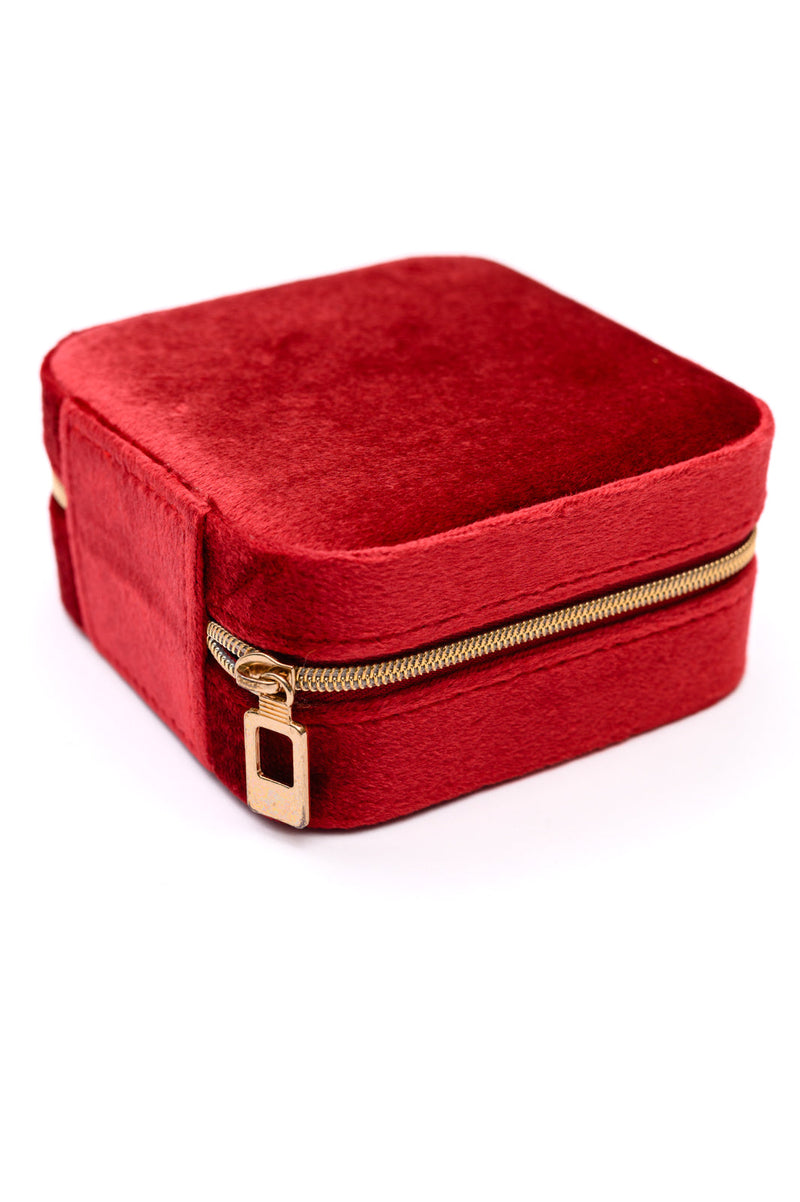 Hazel Blues® |  Kept and Carried Velvet Jewelry Box in Red