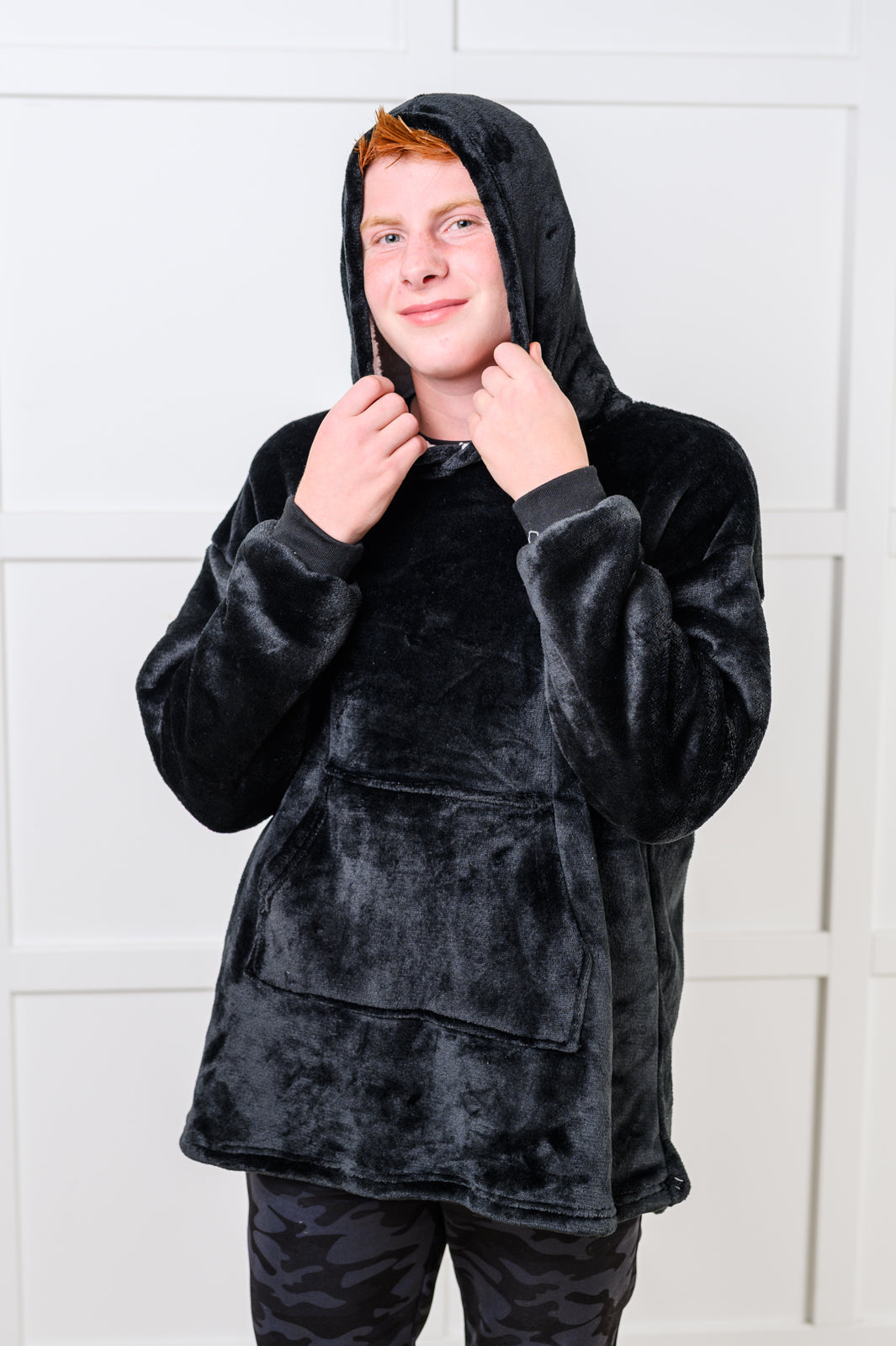 Hazel Blues® |  Kids Oversized Hoodie Blanket in Black