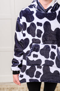 Hazel Blues® |  Kids Oversized Hoodie Blanket in Cow