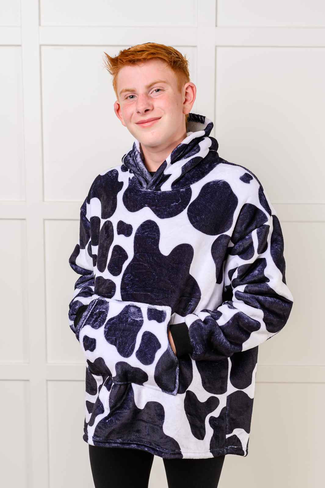 Hazel Blues® |  Kids Oversized Hoodie Blanket in Cow