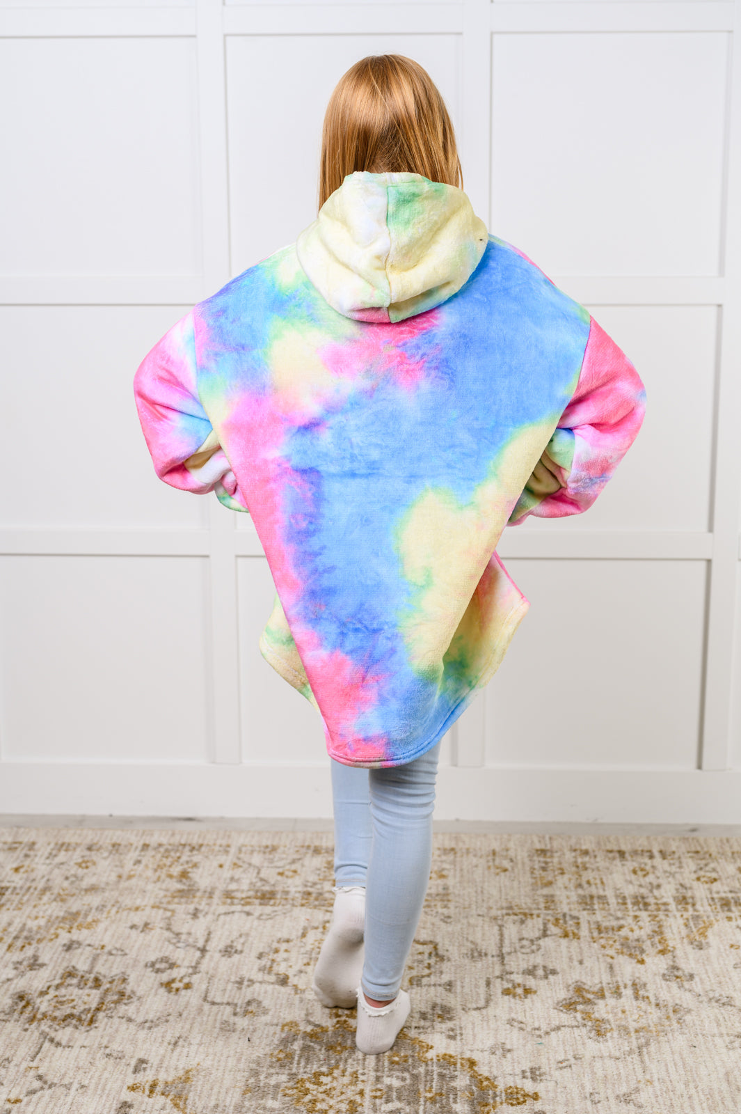 Hazel Blues® |  Kids Oversized Hoodie Blanket in Rainbow