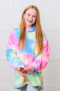 Hazel Blues® |  Kids Oversized Hoodie Blanket in Rainbow