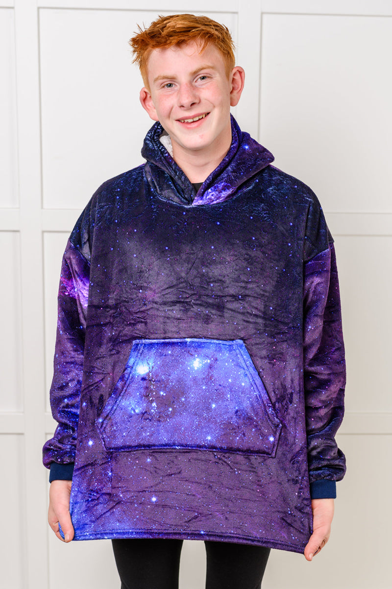 Hazel Blues® |  Kids Oversized Hoodie Blanket in Starry Sky