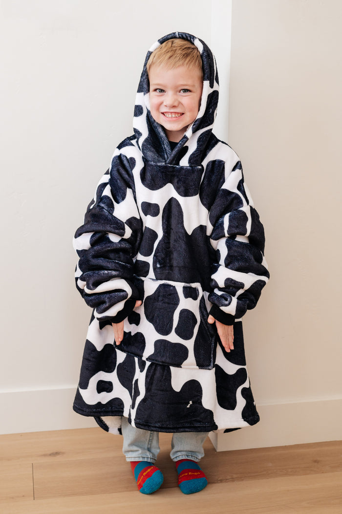 Hazel Blues® |  Kids Oversized Hoodie Blanket in Cow