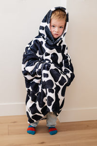 Hazel Blues® |  Kids Oversized Hoodie Blanket in Cow