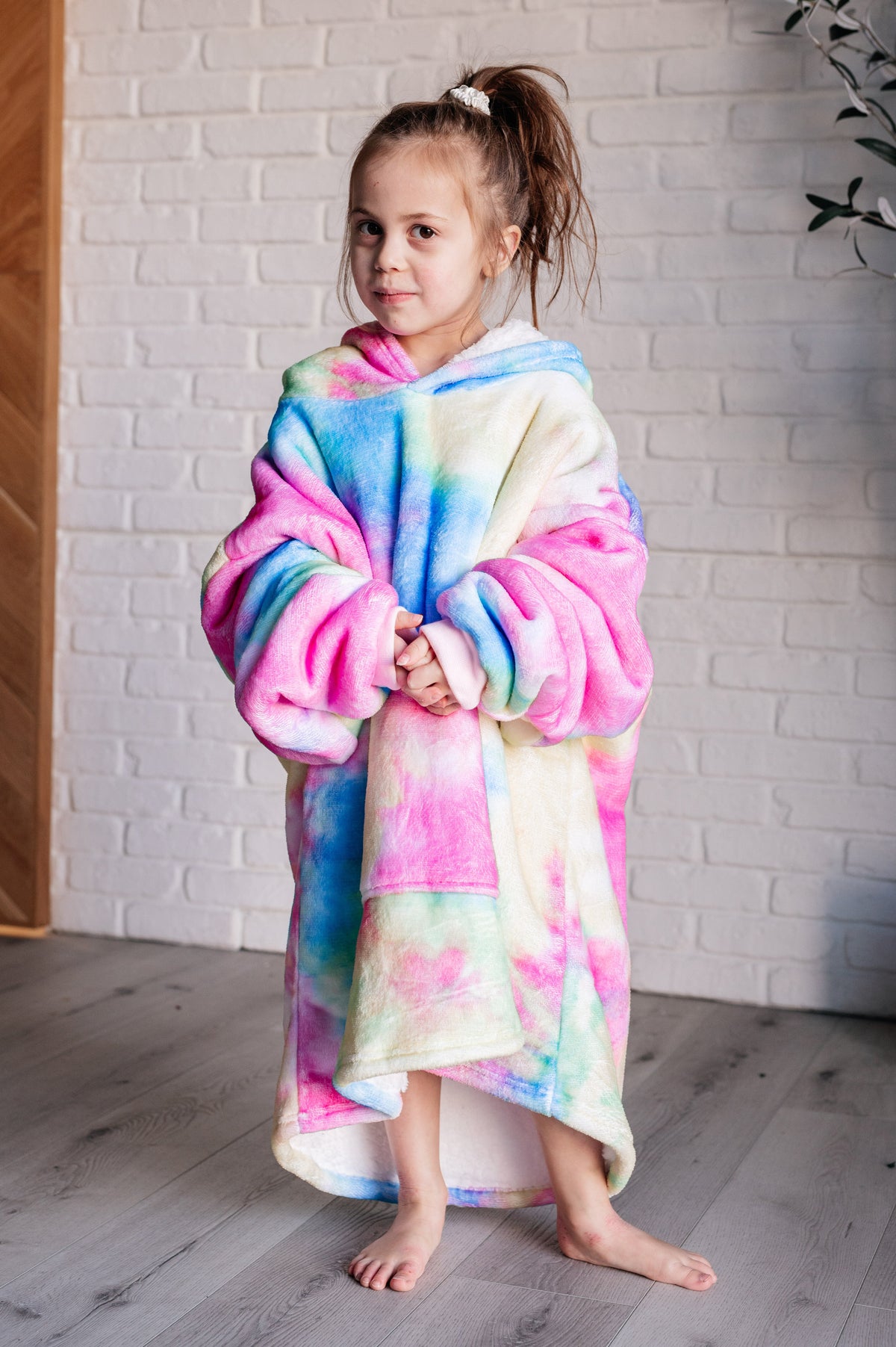 Hazel Blues® |  Kids Oversized Hoodie Blanket in Rainbow