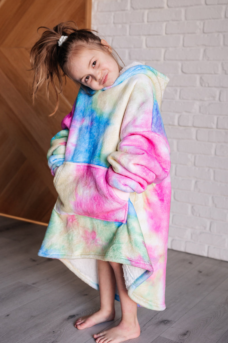 Hazel Blues® |  Kids Oversized Hoodie Blanket in Rainbow