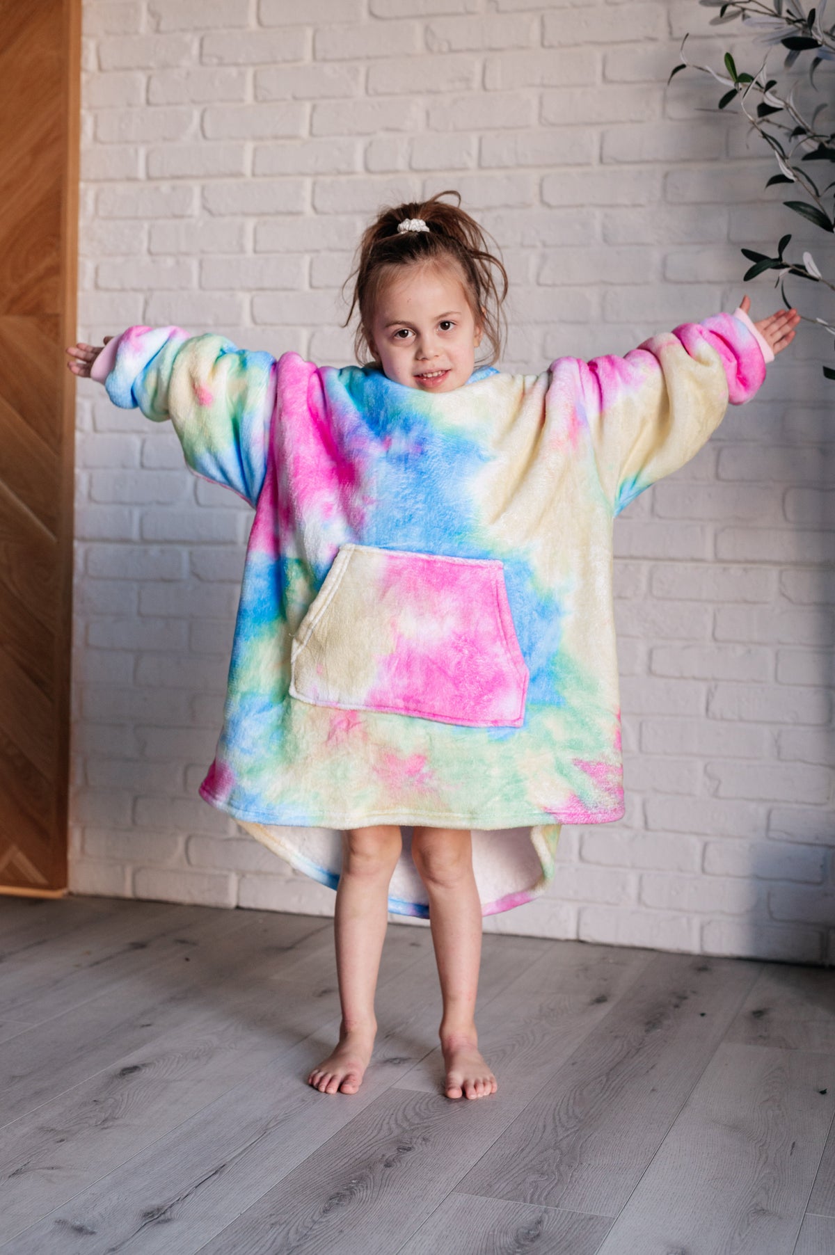 Hazel Blues® |  Kids Oversized Hoodie Blanket in Rainbow