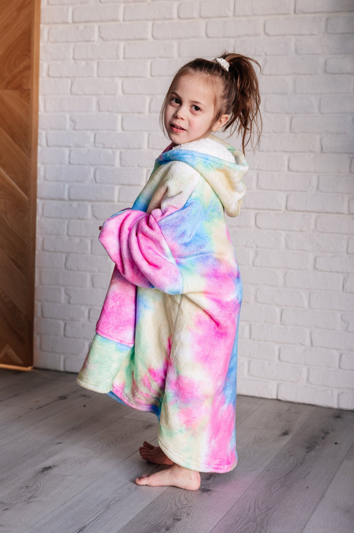 Hazel Blues® |  Kids Oversized Hoodie Blanket in Rainbow