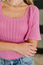 Hazel Blues® |  PREORDER: Kimono Sleeve Knit Blouse in Fuchsia