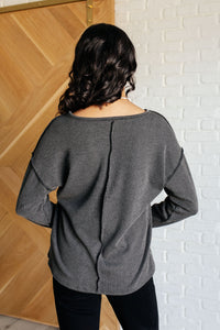 Hazel Blues® |  Kinda Sorta Ribbed Top in Charcoal