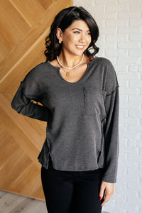 Hazel Blues® |  Kinda Sorta Ribbed Top in Charcoal