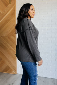 Hazel Blues® |  Kinda Sorta Ribbed Top in Charcoal