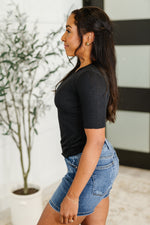 Hazel Blues® |  Knit Pick Basic Tee in Black