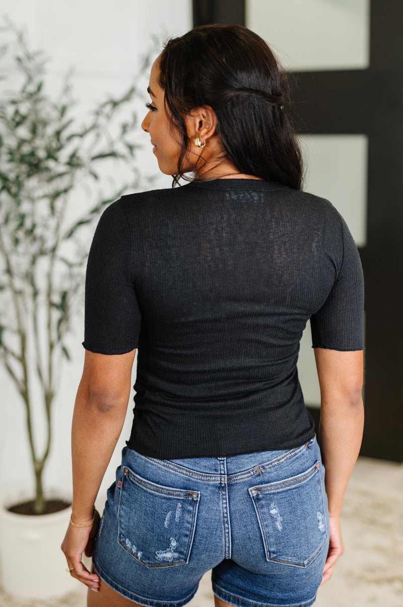 Hazel Blues® |  Knit Pick Basic Tee in Black