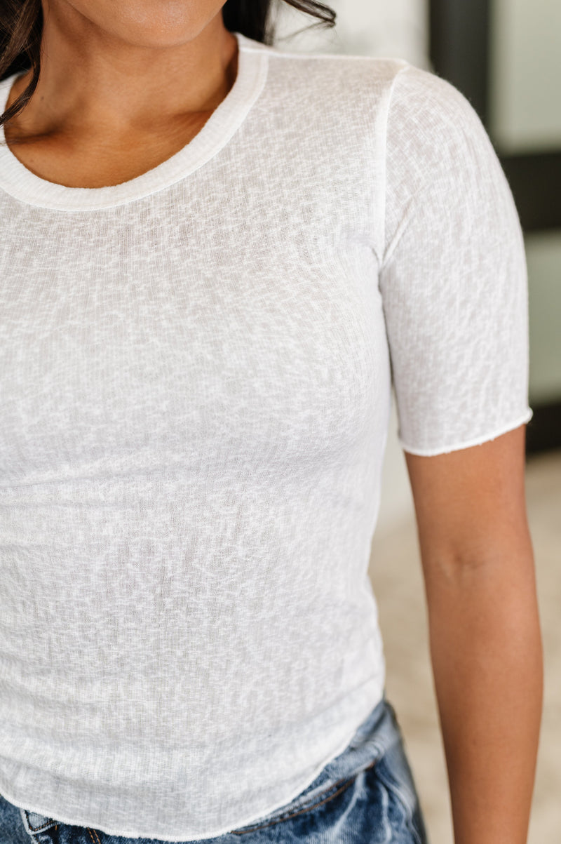 Hazel Blues® |  Knit Pick Basic Tee in Off White