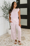Hazel Blues® |  PREORDER: Knit Tank and Bottoms Set in Pink n White Stripe