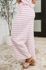 Hazel Blues® |  PREORDER: Knit Tank and Bottoms Set in Pink n White Stripe