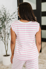 Hazel Blues® |  PREORDER: Knit Tank and Bottoms Set in Pink n White Stripe