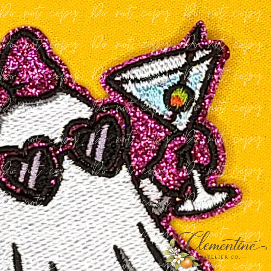 Ghost With Sunglasses Martini | Halloween Patch | Small Iron-On Patch |  Hats, Clothing, Bags+