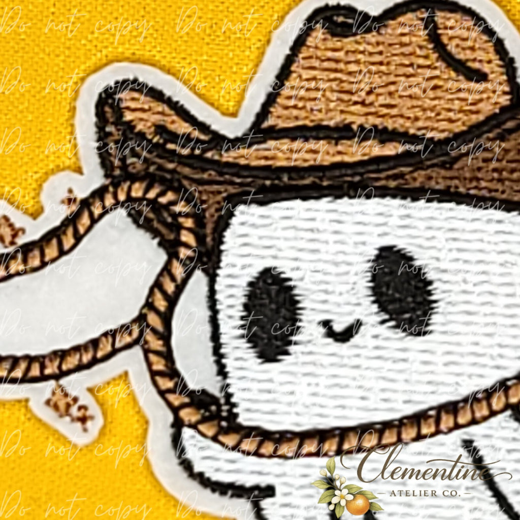 Cowboy Ghost Lasso | Halloween Patch | Small Iron-On Patch |  Hats, Clothing, Bags+
