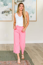 Hazel Blues® |  Lisa High Rise Control Top Wide Leg Crop Jeans in Pink