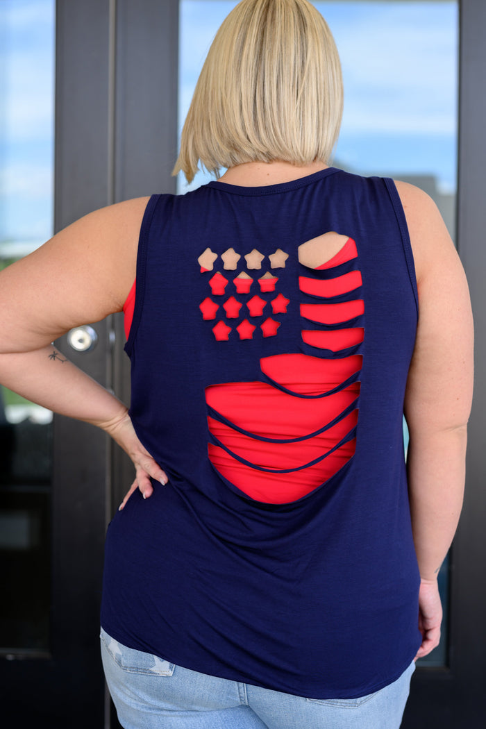 Hazel Blues® |  Land of the Free Tank in Navy