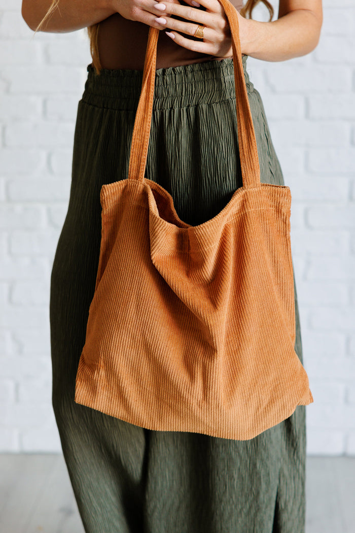 Hazel Blues® |  Last Minute Corduroy Tote in Brown