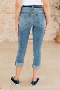 Hazel Blues® |  Laura Mid Rise Cuffed Skinny Capri Jeans