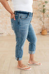 Hazel Blues® |  Laura Mid Rise Cuffed Skinny Capri Jeans