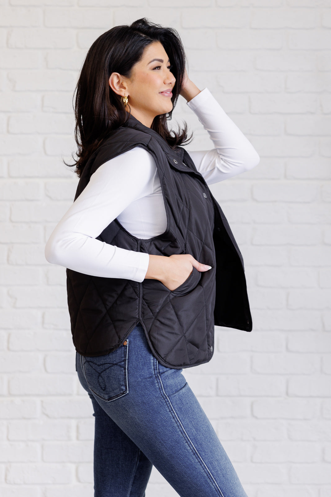 Hazel Blues® |  Layering Queen Quilted Puffer Vest in Black