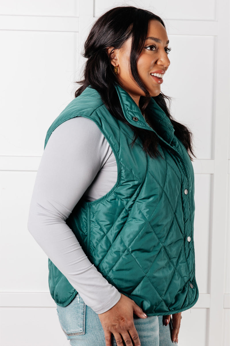 Hazel Blues® |  Layering Queen Quilted Puffer Vest in Hunter Green