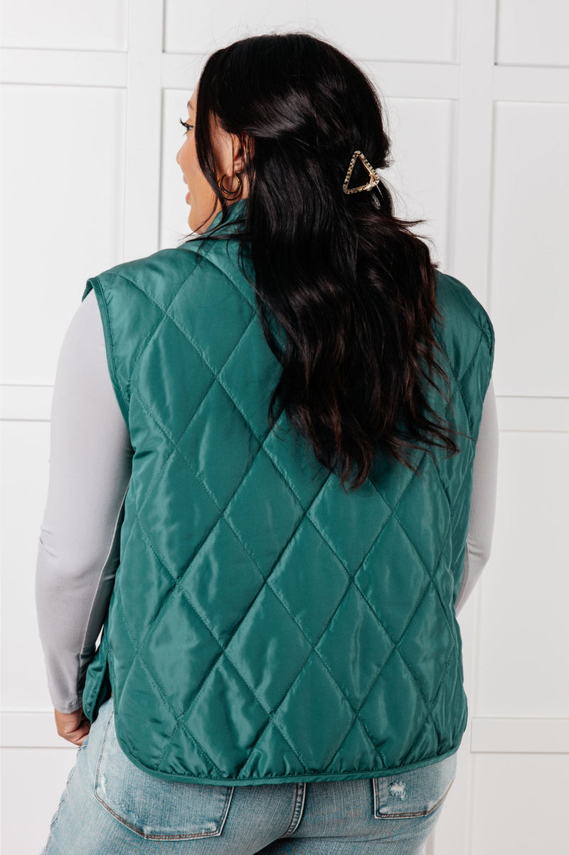 Hazel Blues® |  Layering Queen Quilted Puffer Vest in Hunter Green