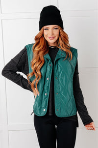 Hazel Blues® |  Layering Queen Quilted Puffer Vest in Hunter Green