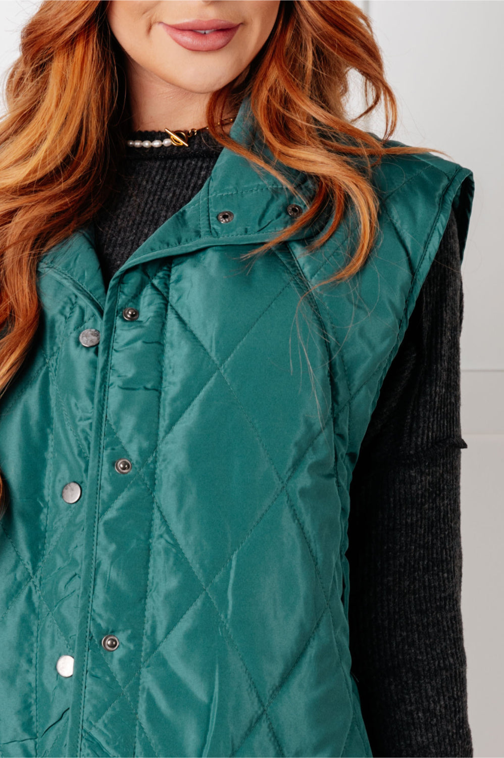 Hazel Blues® |  Layering Queen Quilted Puffer Vest in Hunter Green