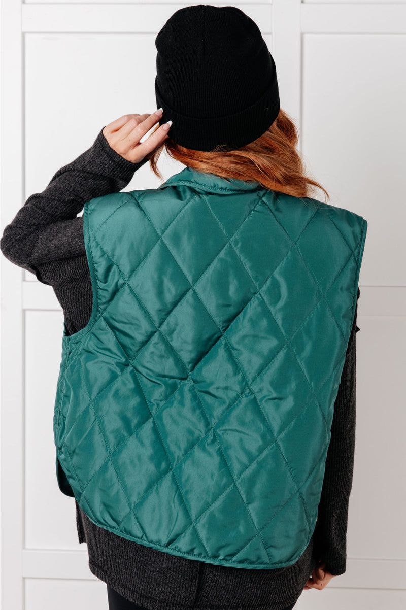 Hazel Blues® |  Layering Queen Quilted Puffer Vest in Hunter Green