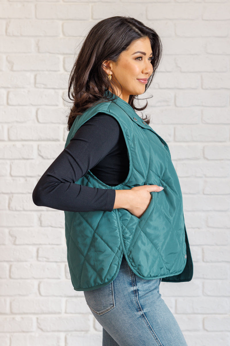 Hazel Blues® |  Layering Queen Quilted Puffer Vest in Hunter Green