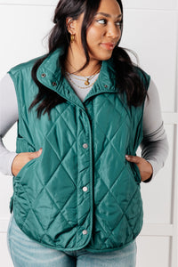 Hazel Blues® |  Layering Queen Quilted Puffer Vest in Hunter Green