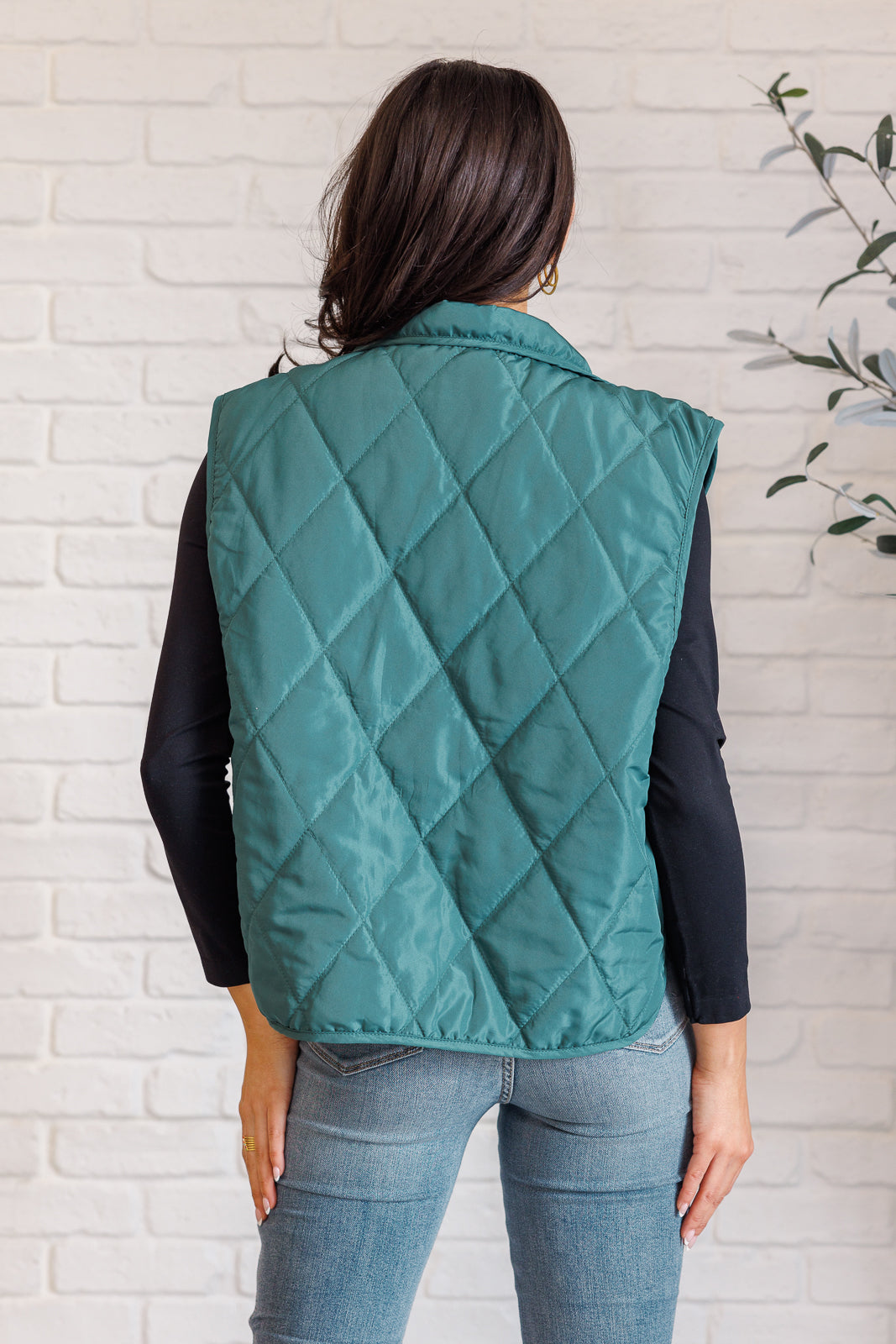 Hazel Blues® |  Layering Queen Quilted Puffer Vest in Hunter Green