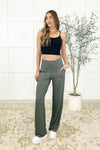 Hazel Blues® |  Leg Day Legends Straight Leg Bottoms in Grey Sage