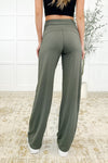 Hazel Blues® |  Leg Day Legends Straight Leg Bottoms in Grey Sage