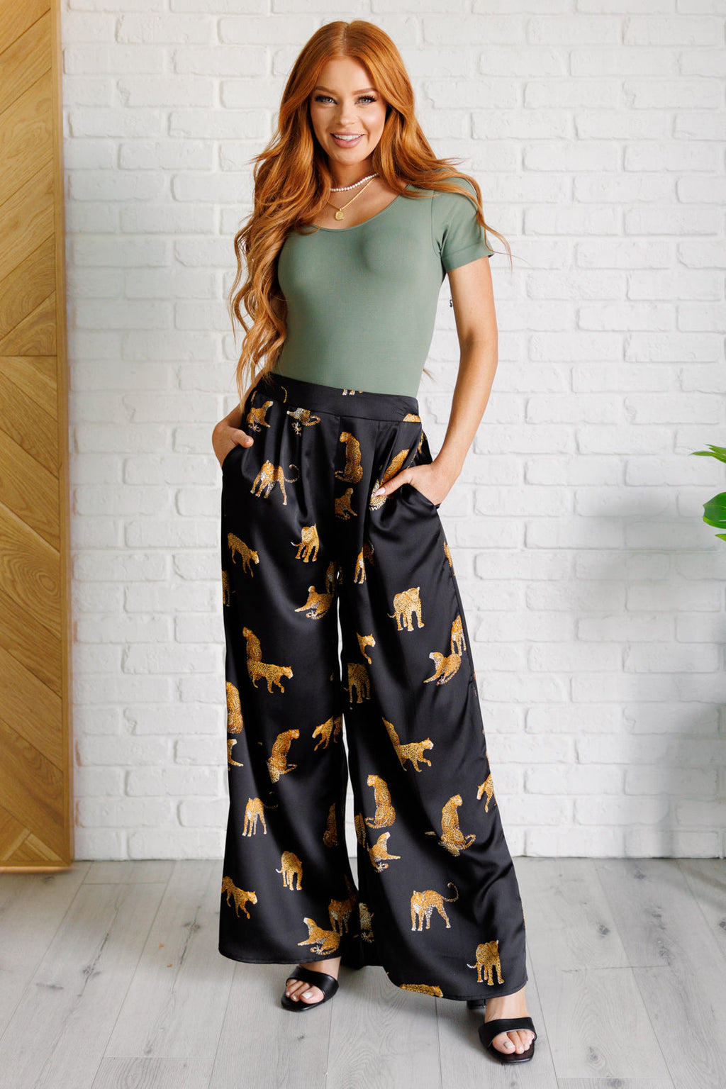 Hazel Blues® |  Legendary in Leopard Satin Wide Leg Pants