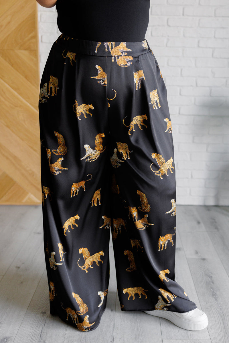 Hazel Blues® |  Legendary in Leopard Satin Wide Leg Pants