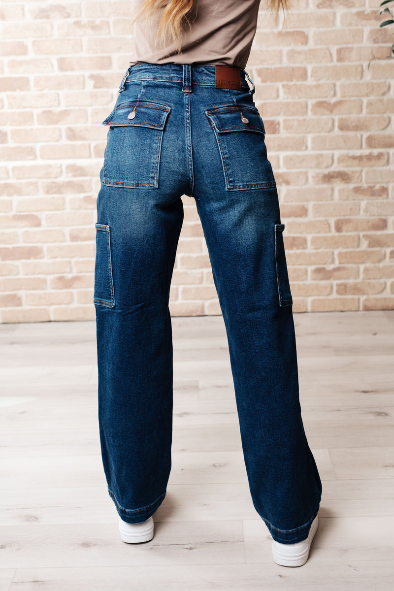 Hazel Blues® |  Leila High Rise Cargo Straight Jeans